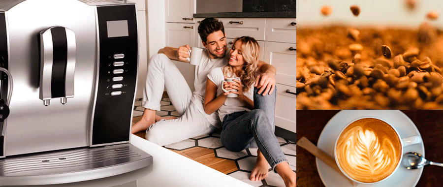 una-pareja-bebiendo-café-en-casa-al-lado-maquina-taza-granos